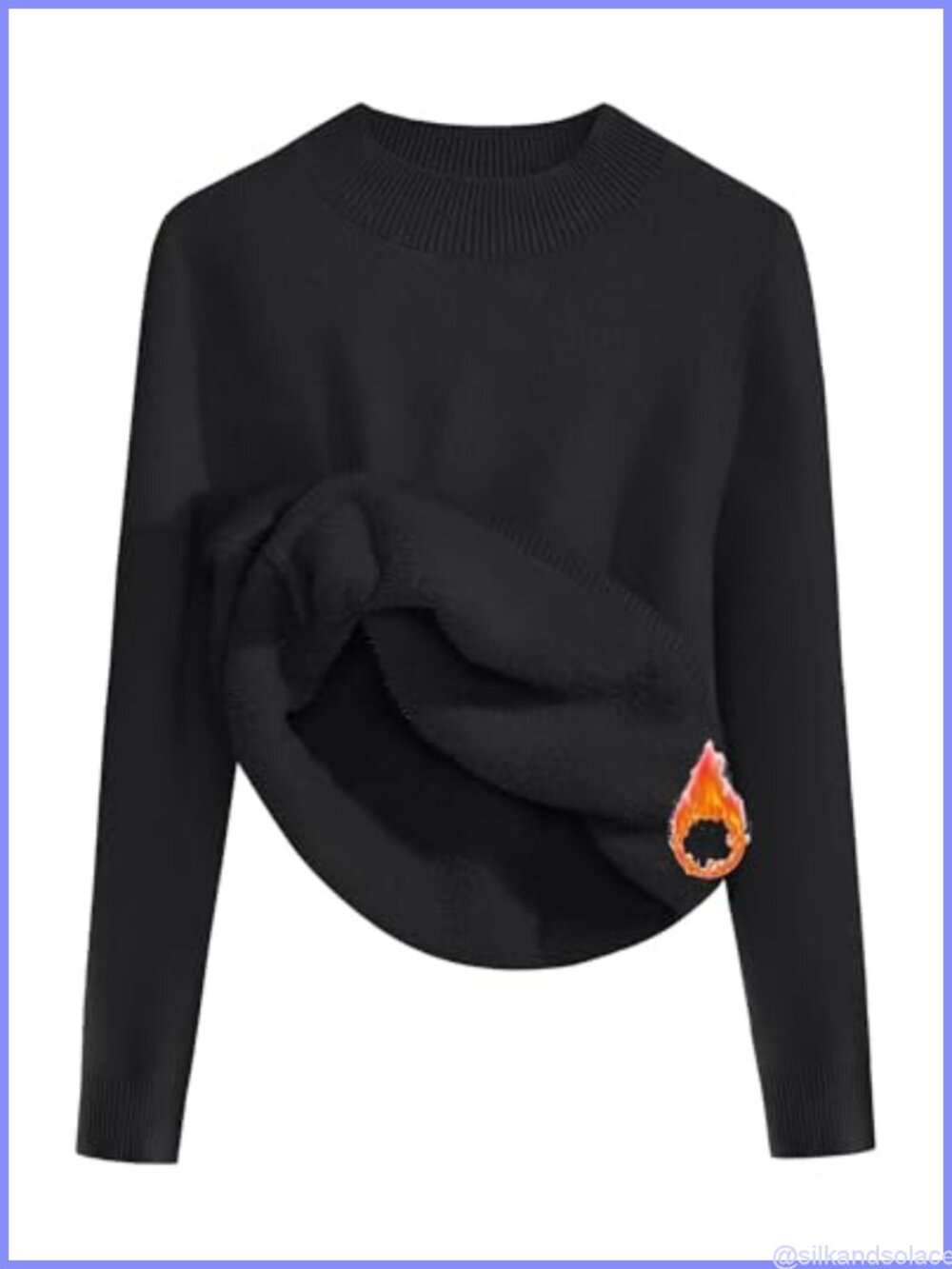 Fleece Sherpa Lined Sweater Mock Neck Long Sleeve Thermal Fuzzy Knit Jumper